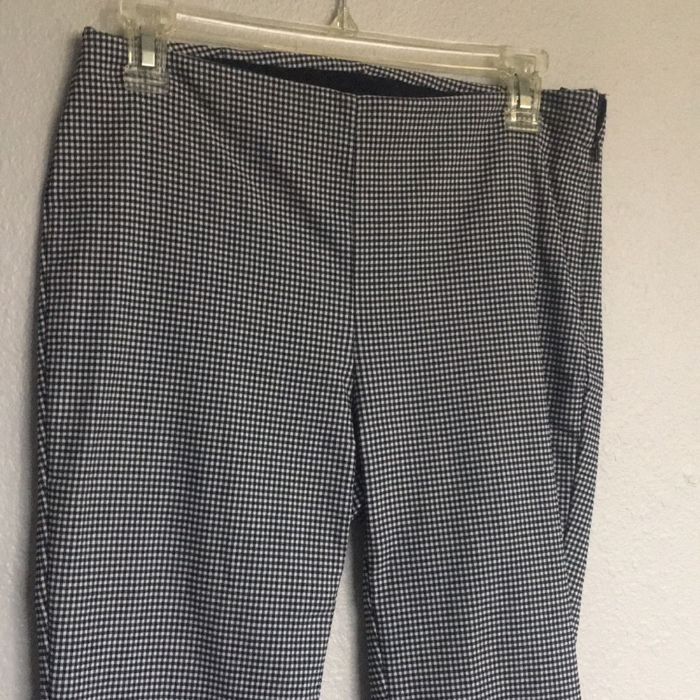 Black and white checked trousers
